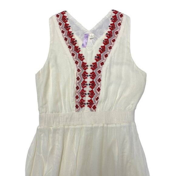 Alya Embroidered Maxi boho Dress v neck Sleeveless ivory Sz Small - Picture 10 of 16